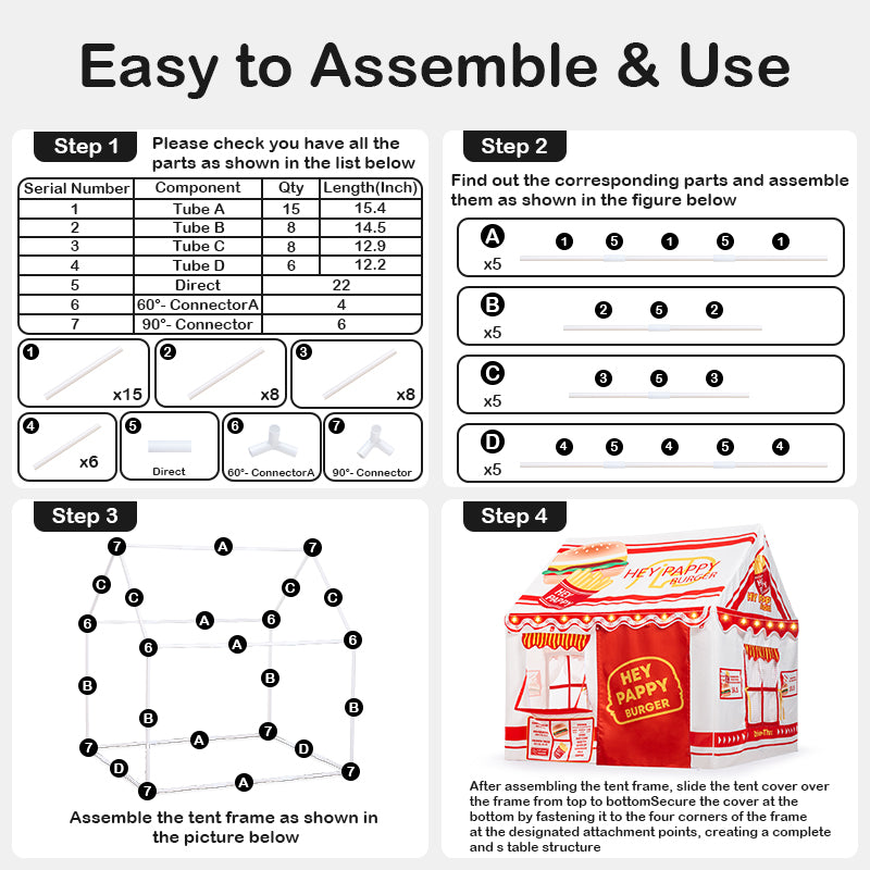 Assemble & use guide of playhouse tent