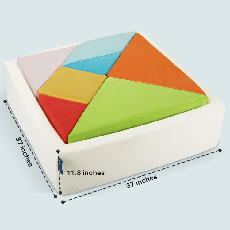 Rainbow Tangram sofa dimensions diagram