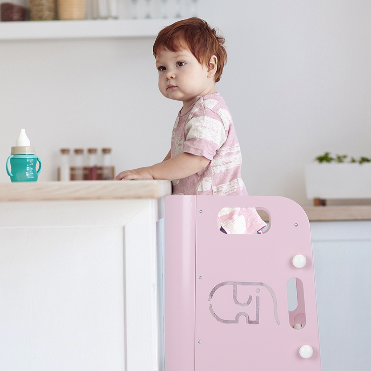 Side view of Pink Heypappy Toddler Helper tower