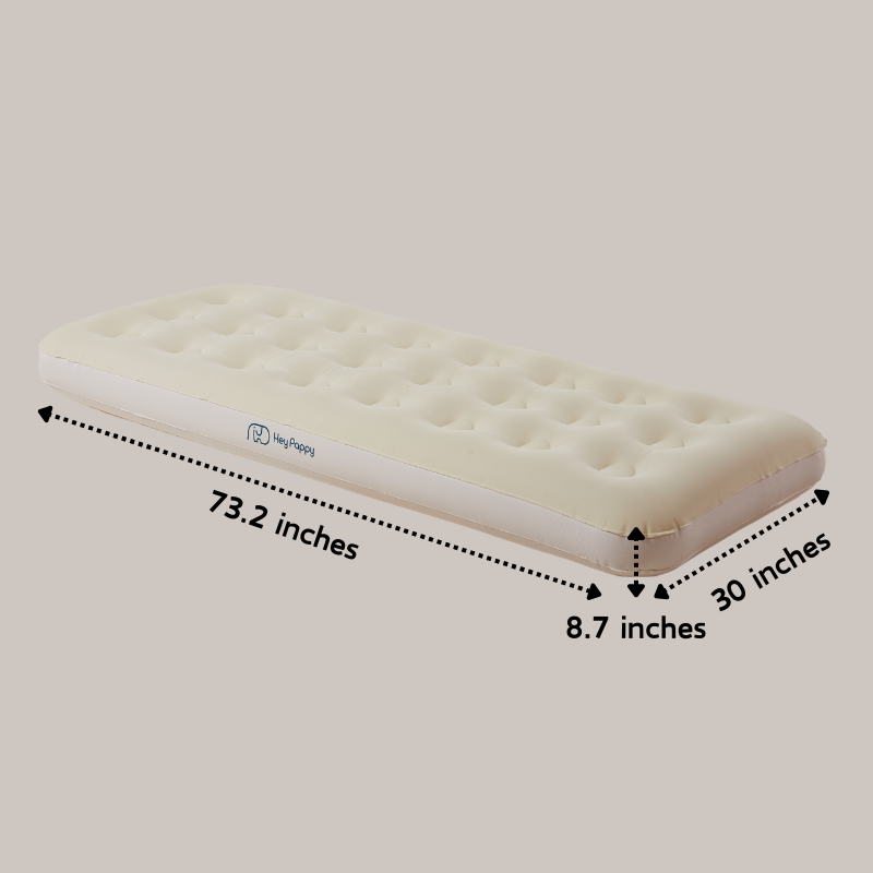 Size drawing of white inflatable mattress