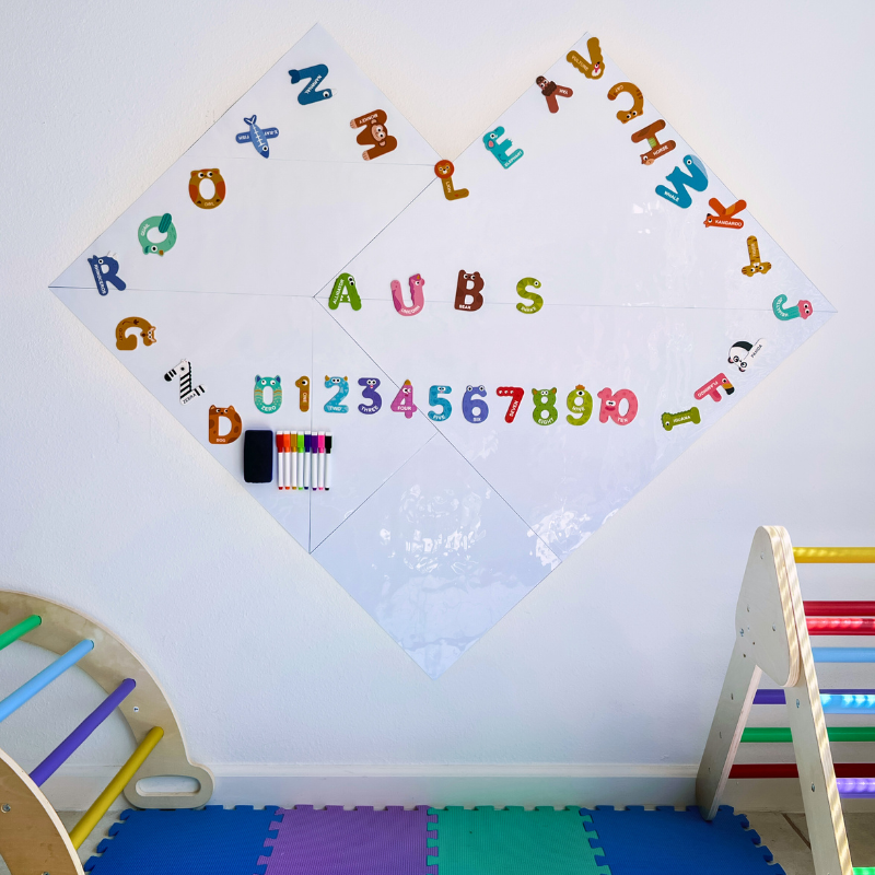 Magnetic board in playroom