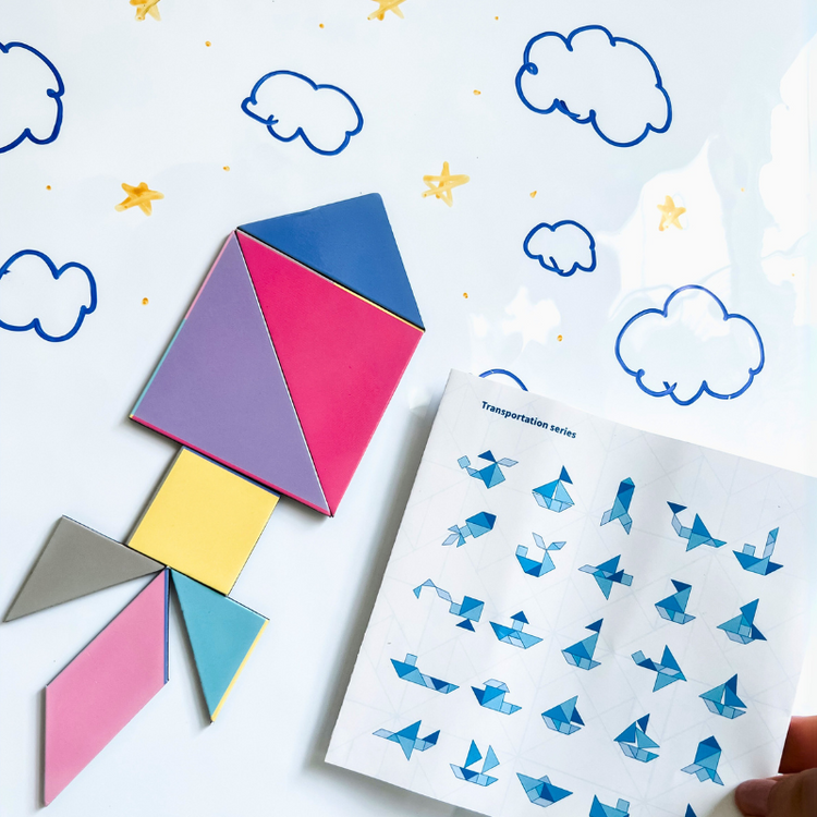 Tangrams to make a rocket shape