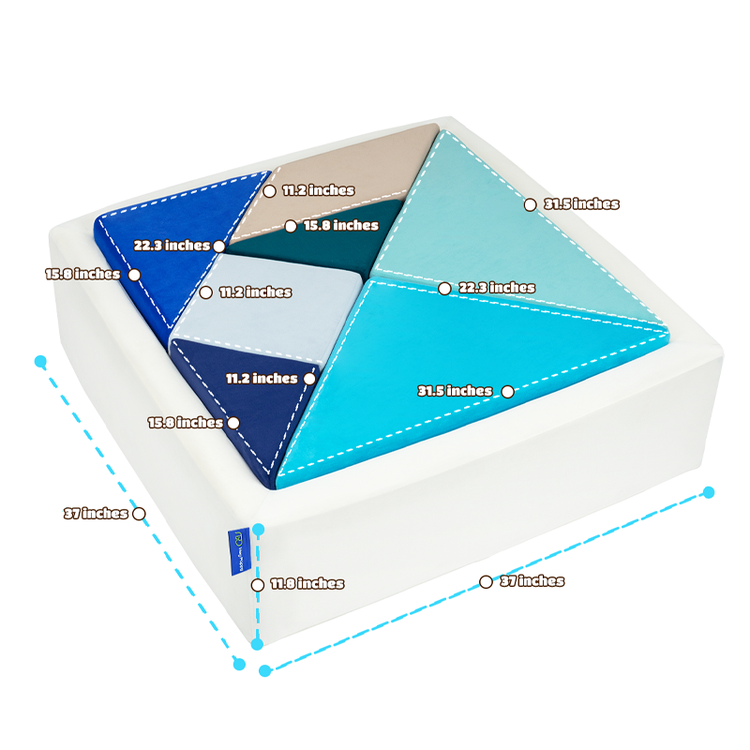 Product dimensions of the Tangram sofa.