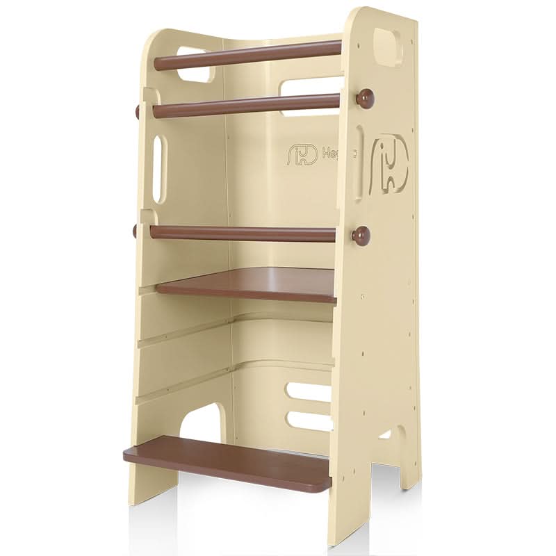 Front view of Beige Heypappy Toddler Helper tower