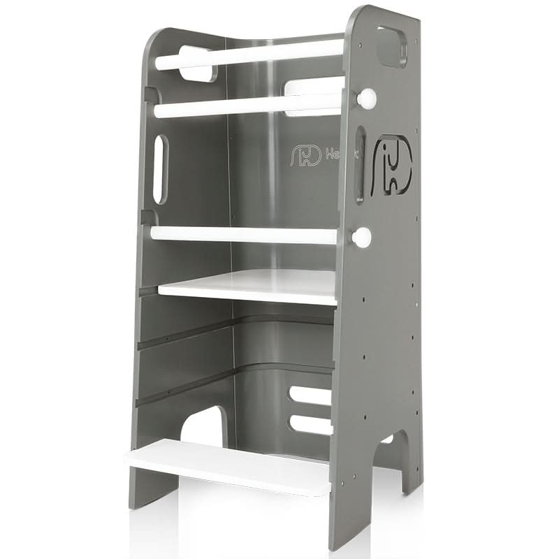 Front view of Gray Heypappy Toddler Helper Tower