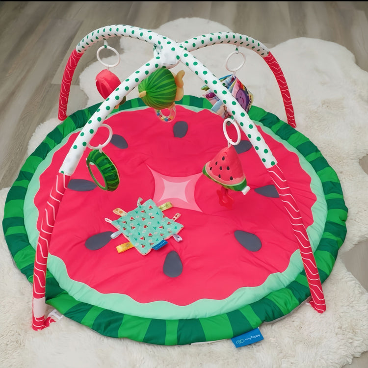 Product Top View of Watermelon Baby Play Gym Mat.