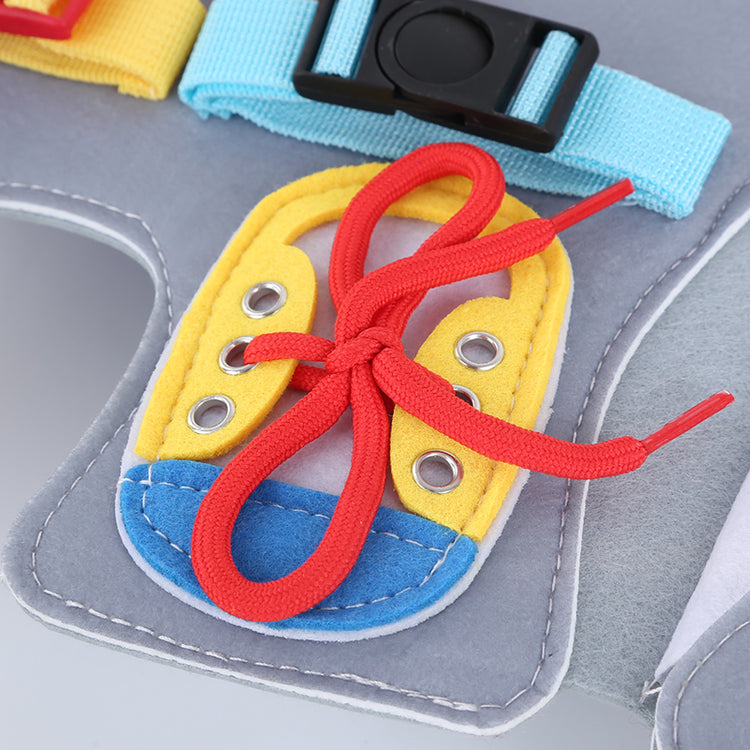 shoelace details of busy book