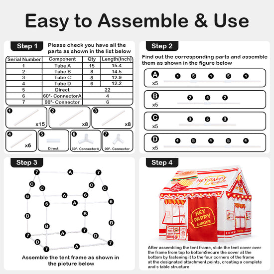 Assemble & use guide of playhouse tent